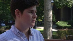 Renae Widdison röstar på Gröna Partiets kandidat Jill Stein i presidentvalet. Renae Widdison, student vid Pratt Insitute