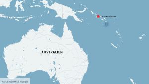 En karta som visar var Salomonöarna ligger.