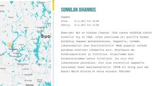 Sappeen juhannusjuhlien kuvaus ja karttakuva.