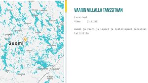 Kartta ja kuvaus Luusniemen juhannusjuhlista.