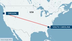 Solförmörkelsen går som ett bälte över USA från Oregon till South Carolina. Solförmörkelse i USA går från Oregon till South Carolina.