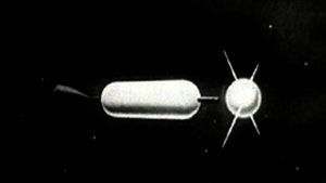 Piirroskuva Sputnik-satelliitista (1957).
