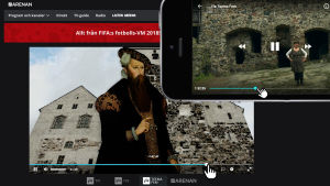 Genom att flytta på den lilla bollen i rutan kan du spola bakåt i direktsändningar på Arenan i din webbläsare eller app. Skärmkapning från Yle Arenan som visar hur man kan spola bakåt i direktsändningar.