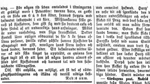En gammal tidningsartikel från 1859. Skriven på gammal svenska med gamla bokstäver.