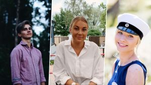 Victor, Wilma och Ina börjar studera i höst. Kollage av tre personer.
