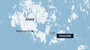 Karta över olycksplatsen Viking lines fartyg m/s Amorella har gått på grund utanför Åland.