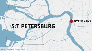 Nyenskans strax utanför S:t Petersburgs centrum. Nyenskans i S:t Petersburg på en karta.