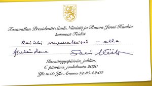 Presidentti Sauli Niinistö ja rouva Jenni Haukio kutsuvat kaikki Linnan juhliin.