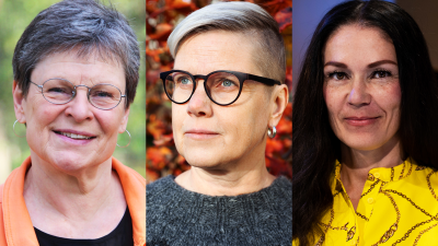 Bildcollage med tre kvinnoansikten bredvid varandra.