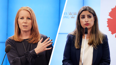 Bildcollage. Annie Lööf till vänster, Nooshi Dadgostar till höger.