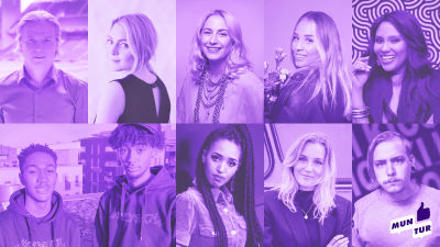Tio influencers på sociala medier som deltar i kampanjen.
