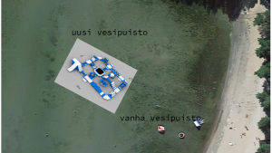 Företaget Söderbo hoppas att vattenlekparken vid Plagen i Hangö är i bruk till midsommaren 2021. Bild var en vattenlekpark ska placeras på Plagen i Hangö.