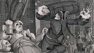 William Hogarth detalj från en ölgata. Illustratör Elias Martin som studerat William Hogarth's illustrationer, så som denna 1751 Beer Street. William Hogarth detalj från en ölgata. Illustratör Elias Martin, studerat William Hogarth's illustrationer, så som han 1751 Beer Street.