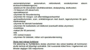 Bildningsnämnden presenterade en lista som kommunstyrelsen tog del av 6.2. En lista på Kyrkfjärdens skolas lokalbehov.