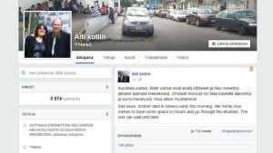 Skärmdump från Äiti kotiin-Facebooksidan som grundats för att få tillbaka den 59-åriga kvinnan från Mexiko. Skärmdump från Äiti kotiin-facebooksidan som grundats för att få tillbaka den 59-åriga kvinnan från Mexiko.