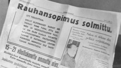 tidningsrubrik, 13.3 1940
