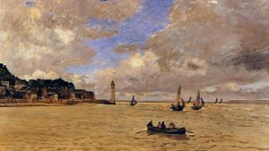 Claude Monet: Phare à l'hospice Claude Monets målning Lighthouse at the hospice från 1864