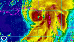 En väderkarta över Florida visar hur enorma orkanerna blev i slutet av sommaren i år NOAA:s väderkarta