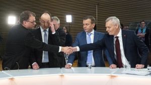 Juha Sipilä, Jussi Halla-aho, Petteri Orpo ja Antti Rinne.