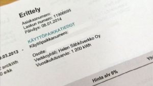 Vanhasta sähkölaskusta löytyy kilpailutuksessa tarvittavia tietoja. Sähkölaskusta löytyy mm. kulutusarvio
