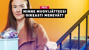 Kuinka paljon kotien lajittelemasta muovijätteestä päätyy uusien tuotteiden raaka-aineiksi?