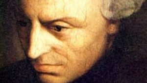 Immanuel Kant var upplysningens stora, tyska namn Målning av filosofen Kant, ansikte.