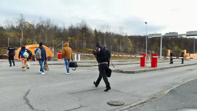 Asylsökande vid gränsövergången i Storskog.