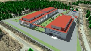 Så här kunde datacentralerna i Horsbäck och Bäljars se ut. En visualisering av byggnader uppifrån.