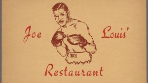 Joe Louis´Restaurant i New York City på II West 125th Street. Gammal reklamposter. Joe Louis´Restaurant i New York City på II West 125th Street. Gammal reklamposter.