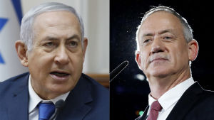 Valet står mellan premiärminister Benjamin Netanyahu och oppositionsledaren, ex-generalen Benny Gantz. Benjamin Netanyahu och Benny Gantz