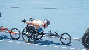 Henry Manni på tävlingsbanan i Rio. Henry Manni vann brons i paralympiska spelen i Rio de Janeiro 2016.