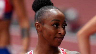 Jasmine Camacho-Quinn efter semifinalen på damernas 100 meter häck.