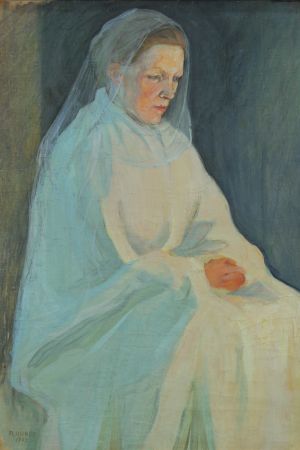 Målning Madonna av Pekka Halonen från 1902. Kvinnan i bilden har en magnetisk blick. Målning Madonna av Pekka Halonen från 1902.