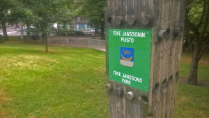 Det som i dag heter Tove Janssons park hette tidigare Skatuddsparken. Tove Janssons Park invigning