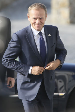 Donald Tusk anländer till Bratislavamötet Europeiska rådets ordförande Donald Tusk anländer till EU-toppmötet i Bratislava.