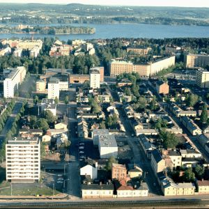 Ilmakuva Amurin kaupunginosasta Tampereelta 1970-luvun alusta.