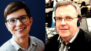 Svenska Yles korrespondenter Linda Söderlund och Bengt Östling.
