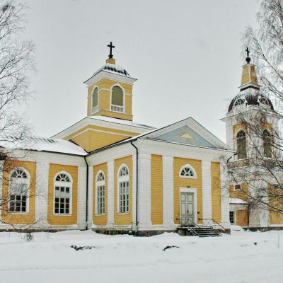 exteriör Malax kyrka, vinter