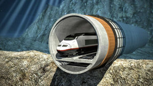 Tunneln mellan Helsingfors och Tallinn är för tillfället riktig bara på papper. Men många väntar redan på den med iver. Bild som visar hur tunneln mellan Helsingfors och Tallinn kan se ut