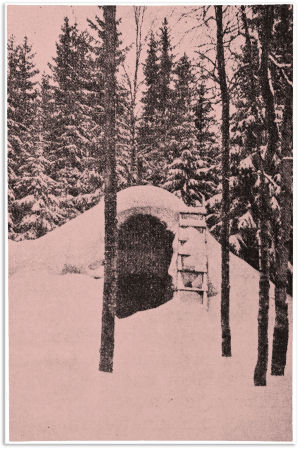 Koivikkolan kellari. Kuva Tuomi Elmgren-Heinosen Kuula-elämäkerran ensimmäisestä painoksesta 1938. Alkuperäinen kuva kadonnut.