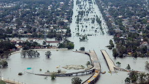 New Orleans efter orkanen Katrina.år 2005. Översvämning i New Orleans efter orkanen Katrina.