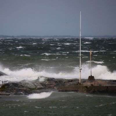 Stormen Aila förorsakade hård vind i Hangö. Läsarbild.