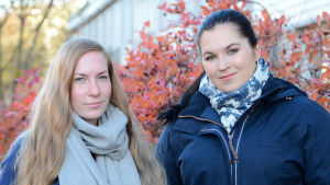 Amanda Liinamaa och Evelina Nygårds har olika tankar när det kommer till hur vi ska blogga om träning och viktnedgång. Amanda Liinamaa och Evelina Nygårds.