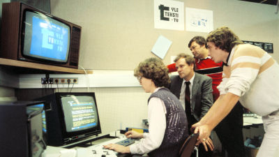 Text-tv:s redakton på 1980-talet.