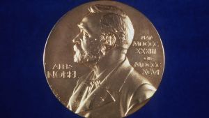Nobelprismedaljen. Fredsprismedaljen har ett annorlunda utseende än de övriga prisen. Nobelpris