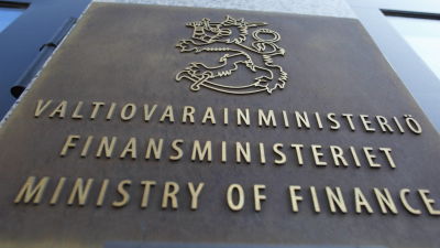 Skylt vid Finansministeriet.