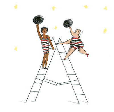 En illustration ur bilderboken "Bokstavsvärldar" av Maria Sann.