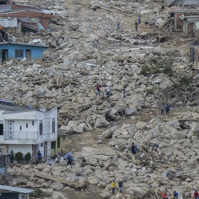 Spår efter jordskreden i Mocoa, Colombia. 3.4.2017