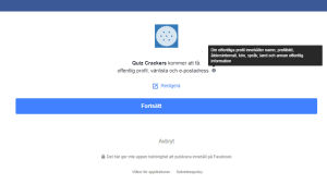 Ta en till funderare om du verkligen vill ge de rättigheter som appar kräver. Facebook-app.