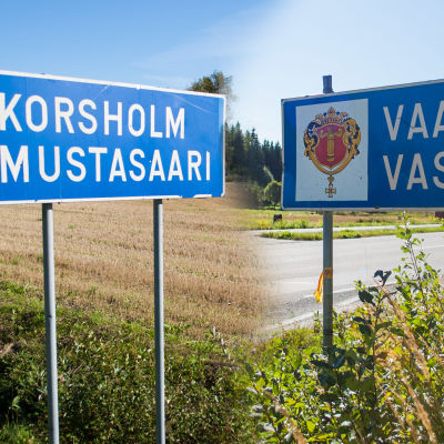 Vägskyltar för Vasa och Korsholm.